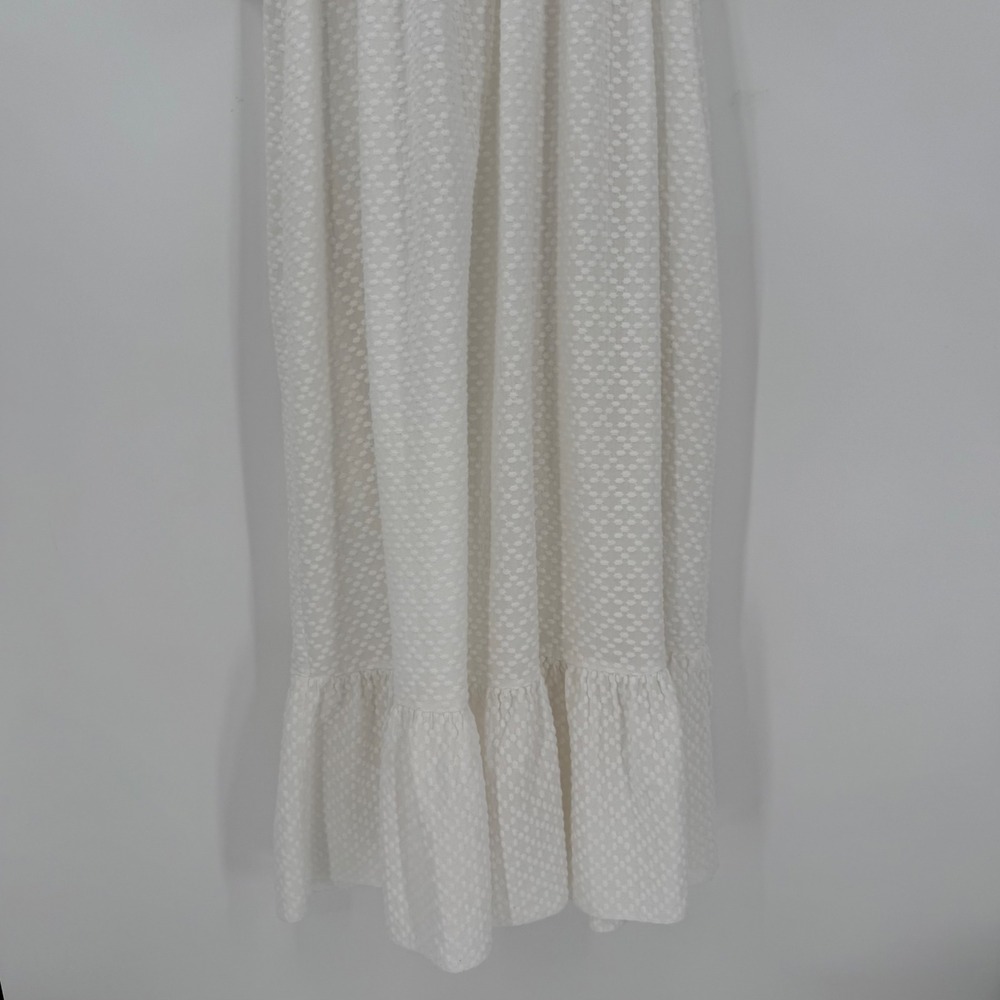 Sonnet James Ava White Textured Cotton Maxi Dress Flutter Sleeves Size Small - Picture 3 of 11